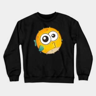 Kiss from a Pufferfish - Cute Yellow Blowfish with Big Eyes Crewneck Sweatshirt